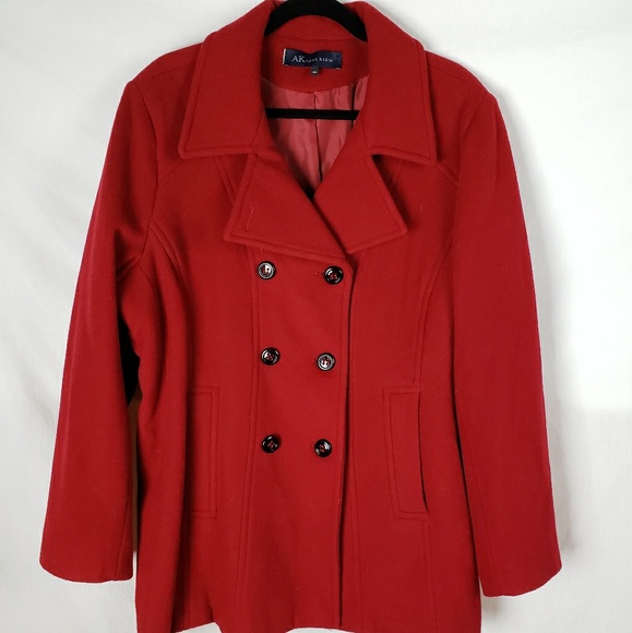 anne klein red peacoat